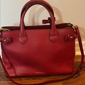 3088 Burberry Deep Red Leather Satchel